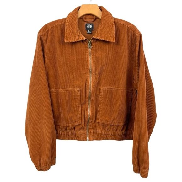 BDG Harrington Corduroy Zip-Up Jacket in Rust Brown Size S - Picture 2 of 7